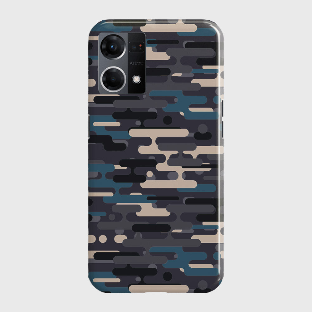Oppo F21 Pro 4G Cover - Camo Series 2 - Blue & Grey Design - Matte Finish - Snap On Hard Case with LifeTime Colors Guarantee