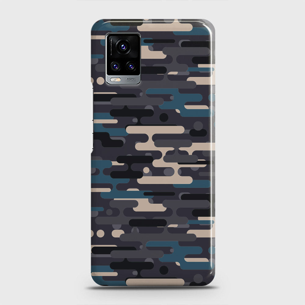 Vivo V20  Cover - Camo Series 2 - Blue & Grey Design - Matte Finish - Snap On Hard Case with LifeTime Colors Guarantee