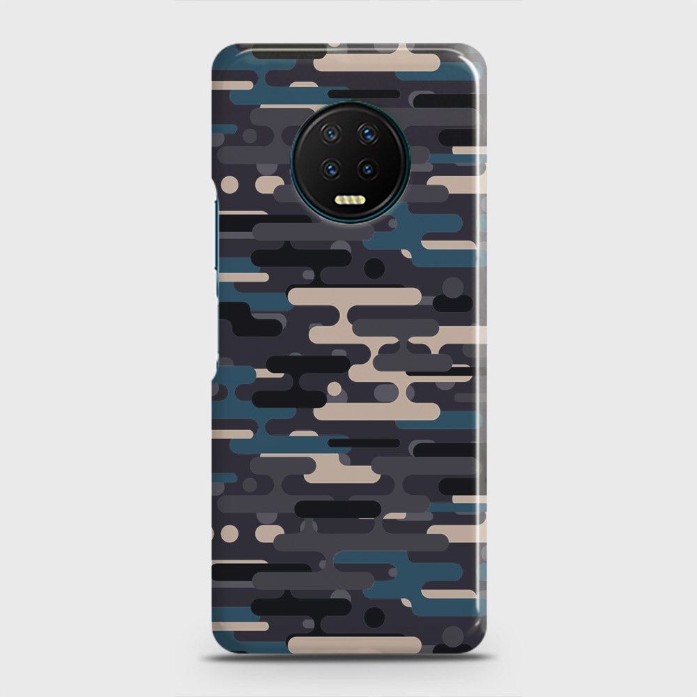 Infinix Note 7 Cover - Camo Series 2 - Blue & Grey Design - Matte Finish - Snap On Hard Case with LifeTime Colors Guarantee