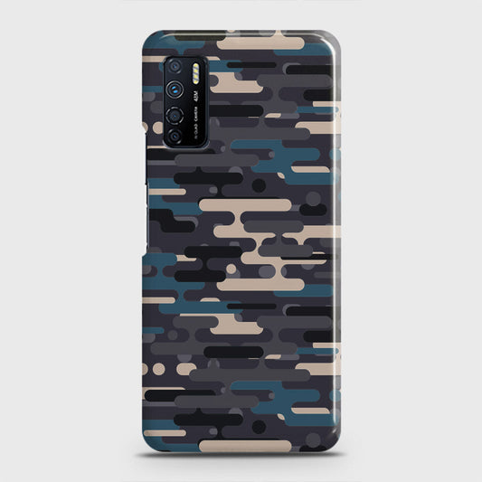 Infinix Note 7 Lite Cover - Camo Series 2 - Blue & Grey Design - Matte Finish - Snap On Hard Case with LifeTime Colors Guarantee