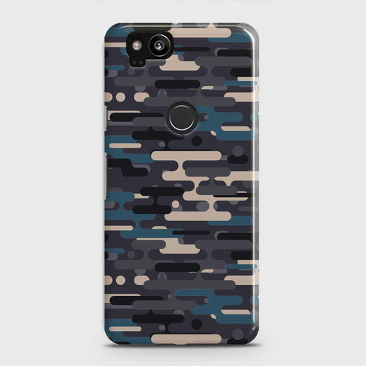 Google Pixel 2 Cover - Camo Series 2 - Blue & Grey Design - Matte Finish - Snap On Hard Case with LifeTime Colors Guarantee