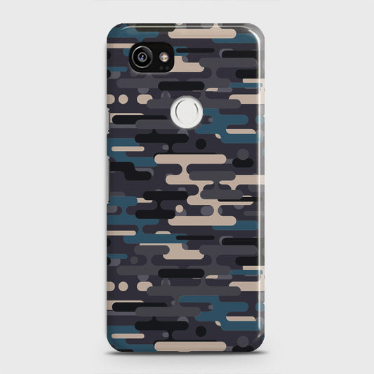 Google Pixel 2 XL Cover - Camo Series 2 - Blue & Grey Design - Matte Finish - Snap On Hard Case with LifeTime Colors Guarantee
