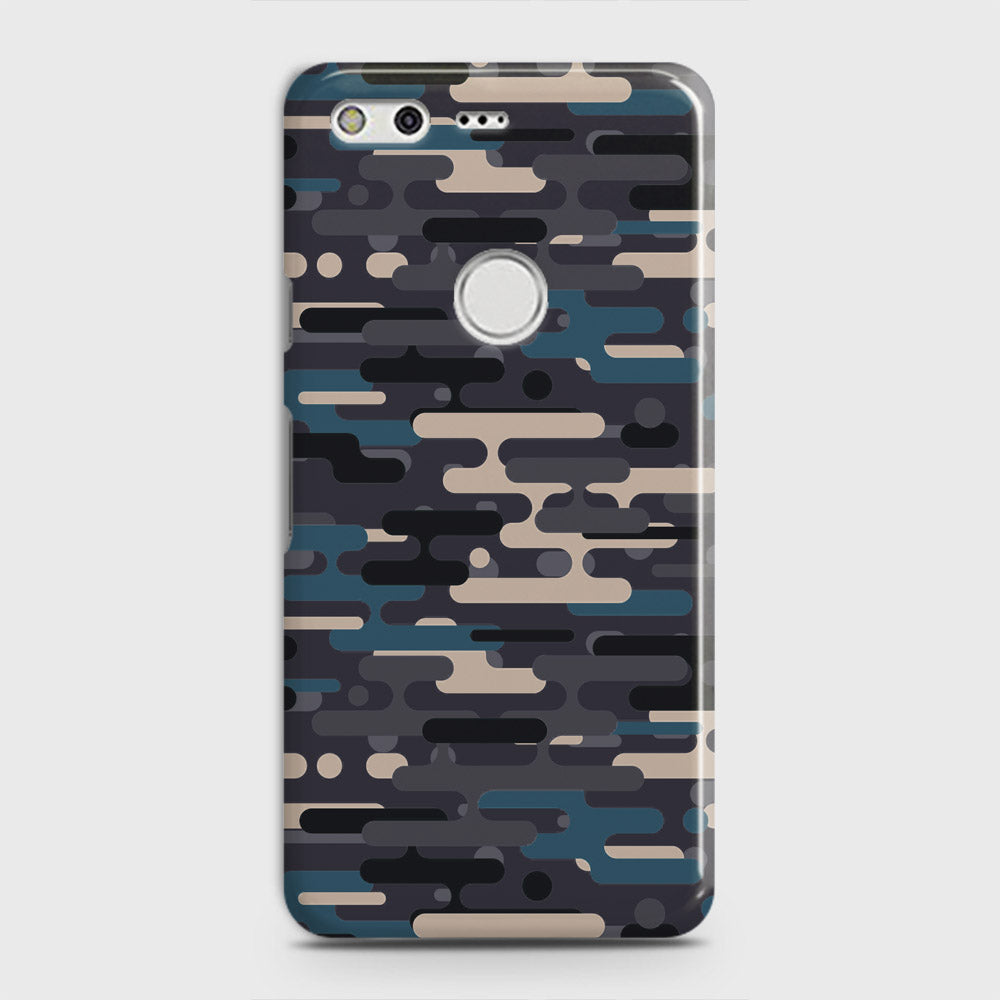Google Pixel XL Cover - Camo Series 2 - Blue & Grey Design - Matte Finish - Snap On Hard Case with LifeTime Colors Guarantee
