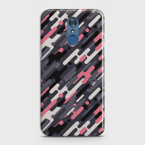 LG Q7 Cover - Camo Series 3 - Pink & Grey Design - Matte Finish - Snap On Hard Case with LifeTime Colors Guarantee
