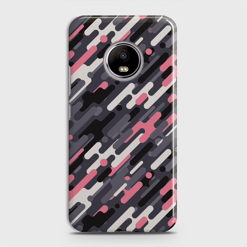 Motorola E4 Cover - Camo Series 3 - Pink & Grey Design - Matte Finish - Snap On Hard Case with LifeTime Colors Guarantee