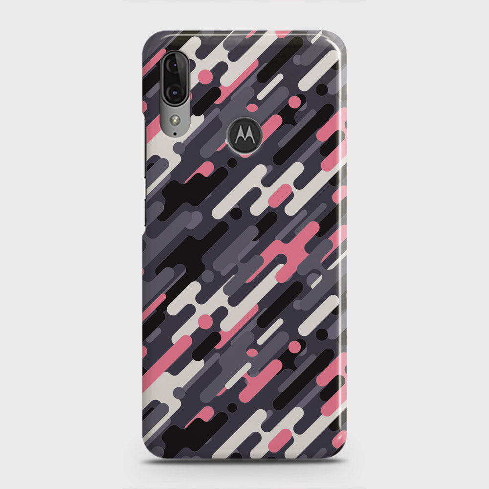 Motorola Moto E6 Plus Cover - Camo Series 3 - Pink & Grey Design - Matte Finish - Snap On Hard Case with LifeTime Colors Guarantee