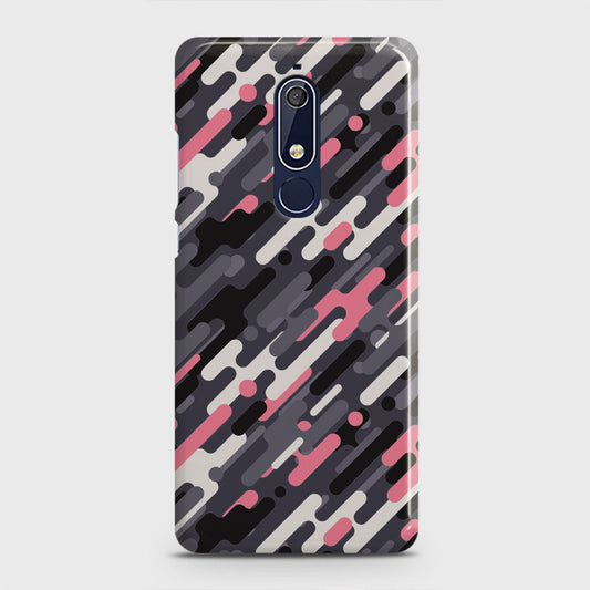 Nokia 5.1 Cover - Camo Series 3 - Pink & Grey Design - Matte Finish - Snap On Hard Case with LifeTime Colors Guarantee