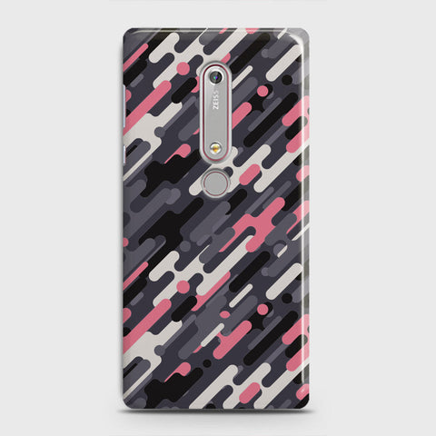 Nokia 6.1 Cover - Camo Series 3 - Pink & Grey Design - Matte Finish - Snap On Hard Case with LifeTime Colors Guarantee