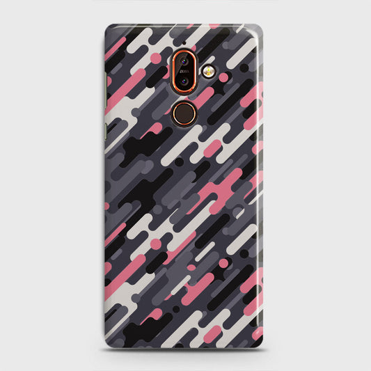 Nokia 7 Plus Cover - Camo Series 3 - Pink & Grey Design - Matte Finish - Snap On Hard Case with LifeTime Colors Guarantee