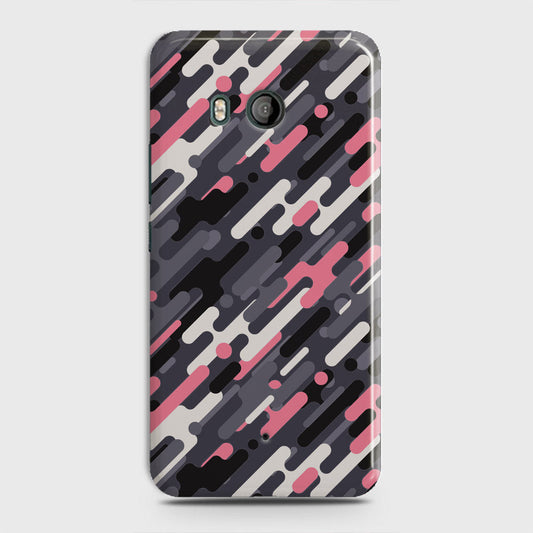 HTC U11  Cover - Camo Series 3 - Pink & Grey Design - Matte Finish - Snap On Hard Case with LifeTime Colors Guarantee