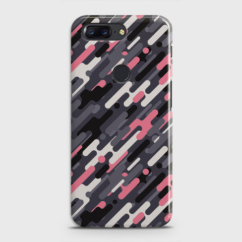 OnePlus 5T  Cover - Camo Series 3 - Pink & Grey Design - Matte Finish - Snap On Hard Case with LifeTime Colors Guarantee