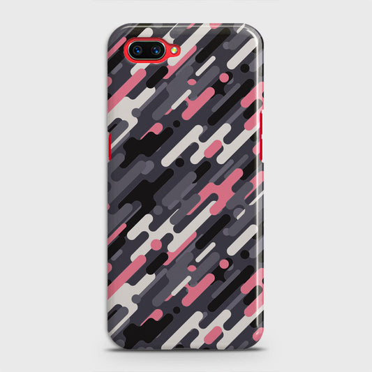 Oppo A3S Cover - Camo Series 3 - Pink & Grey Design - Matte Finish - Snap On Hard Case with LifeTime Colors Guarantee