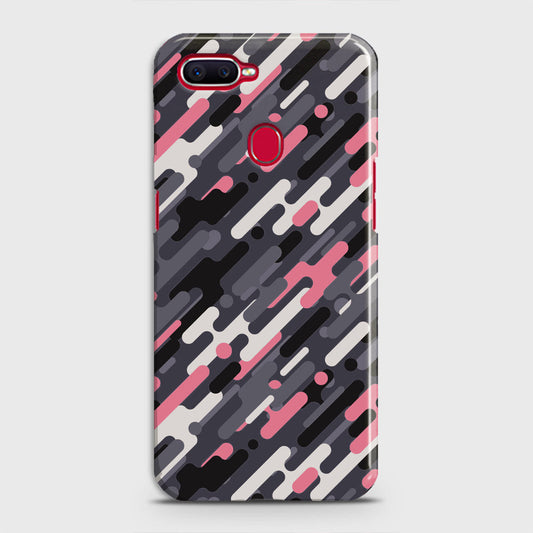Oppo A7 Cover - Camo Series 3 - Pink & Grey Design - Matte Finish - Snap On Hard Case with LifeTime Colors Guarantee