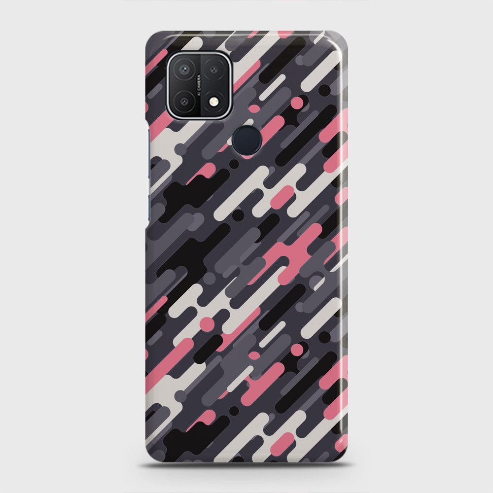 Oppo A15 Cover - Camo Series 3 - Pink & Grey Design - Matte Finish - Snap On Hard Case with LifeTime Colors Guarantee