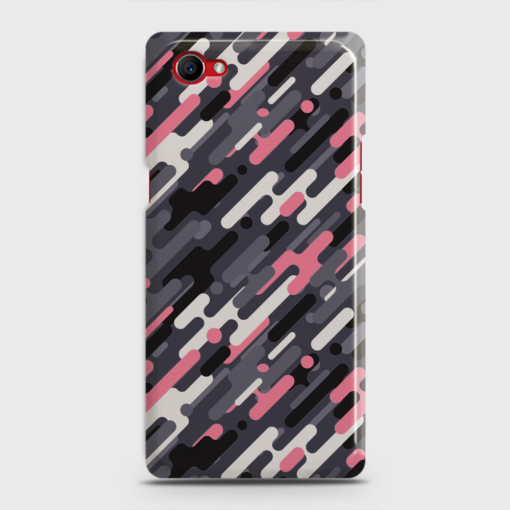 Oppo F7 Youth Cover - Camo Series 3 - Pink & Grey Design - Matte Finish - Snap On Hard Case with LifeTime Colors Guarantee