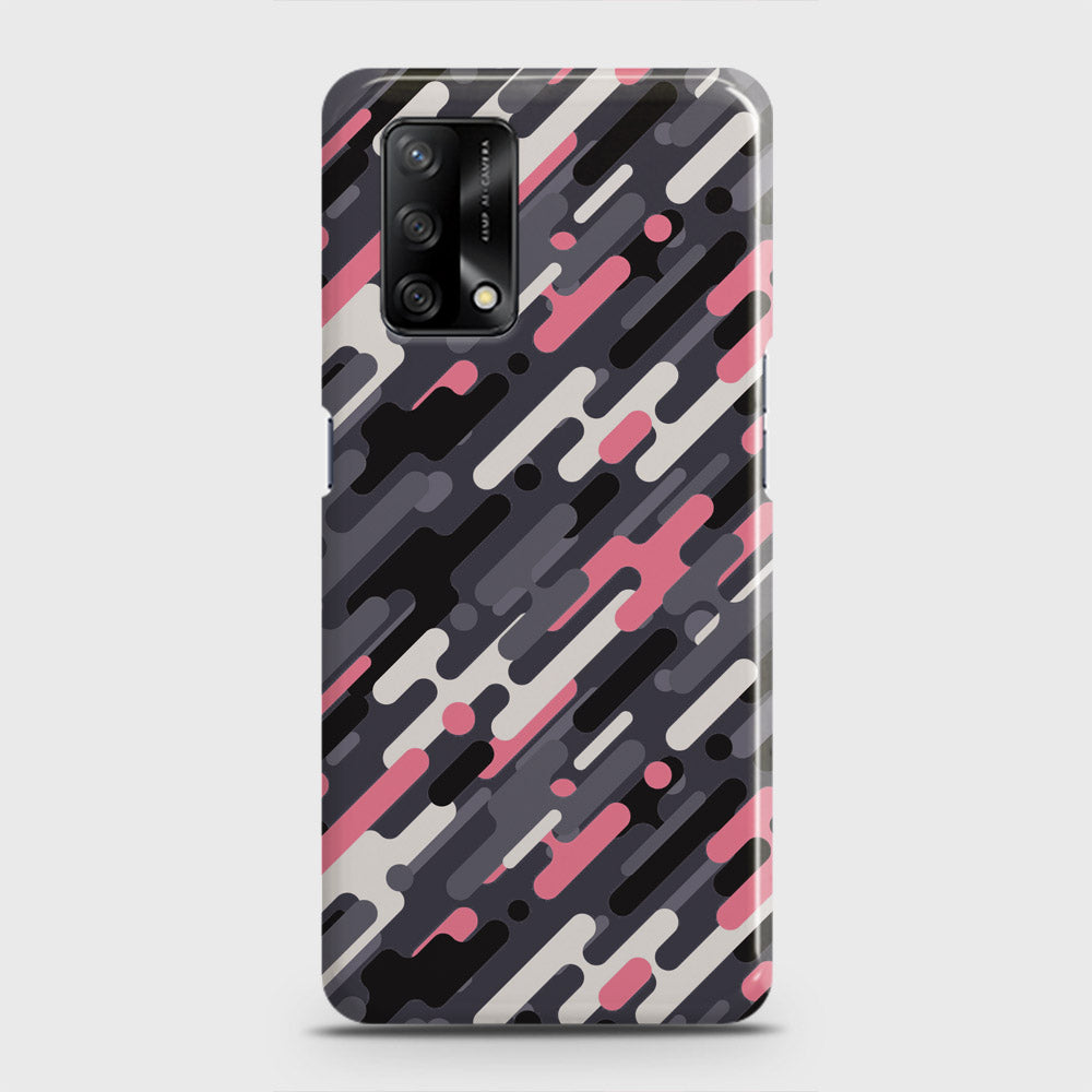 Oppo F19 Cover - Camo Series 3 - Pink & Grey Design - Matte Finish - Snap On Hard Case with LifeTime Colors Guarantee