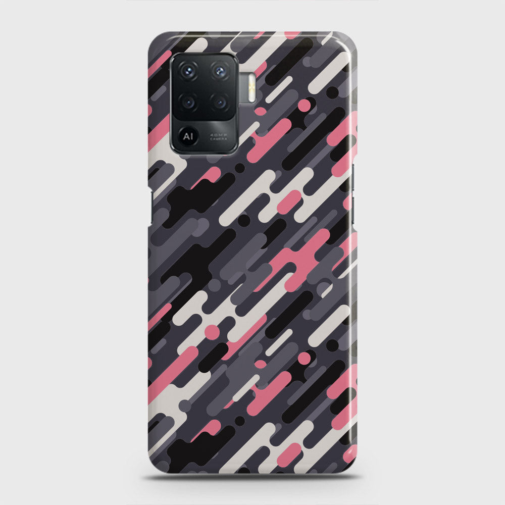 Oppo F19 Pro Cover - Camo Series 3 - Pink & Grey Design - Matte Finish - Snap On Hard Case with LifeTime Colors Guarantee