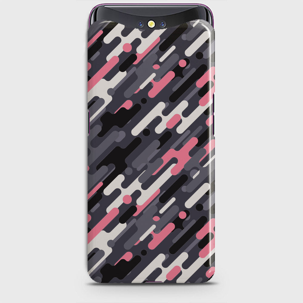 Oppo Find X Cover - Camo Series 3 - Pink & Grey Design - Matte Finish - Snap On Hard Case with LifeTime Colors Guarantee