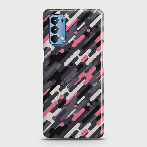 Oppo Reno 4 4G Cover - Camo Series 3 - Pink & Grey Design - Matte Finish - Snap On Hard Case with LifeTime Colors Guarantee