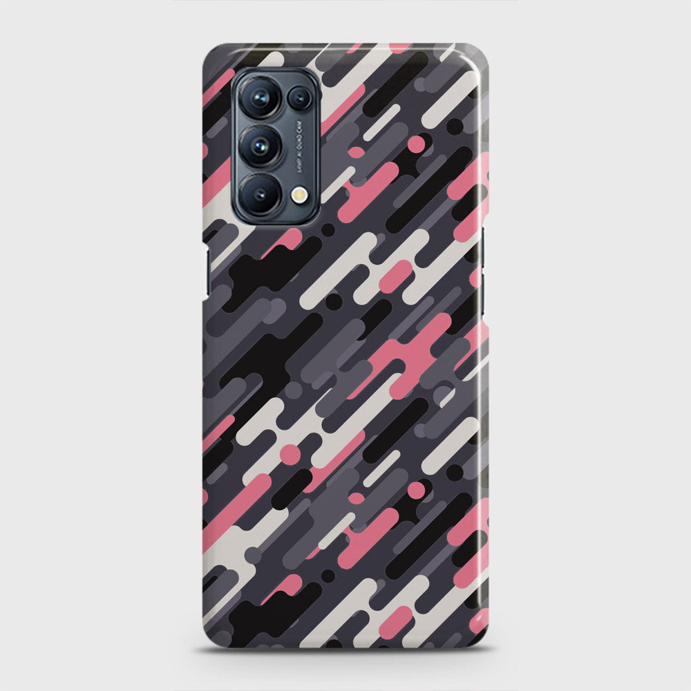 Oppo Reno 5 4G Cover - Camo Series 3 - Pink & Grey Design - Matte Finish - Snap On Hard Case with LifeTime Colors Guarantee