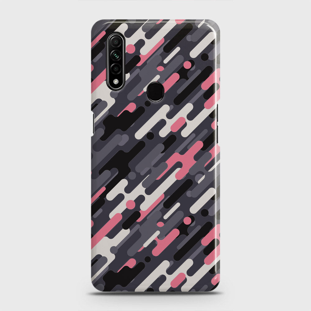Oppo A8 Cover - Camo Series 3 - Pink & Grey Design - Matte Finish - Snap On Hard Case with LifeTime Colors Guarantee