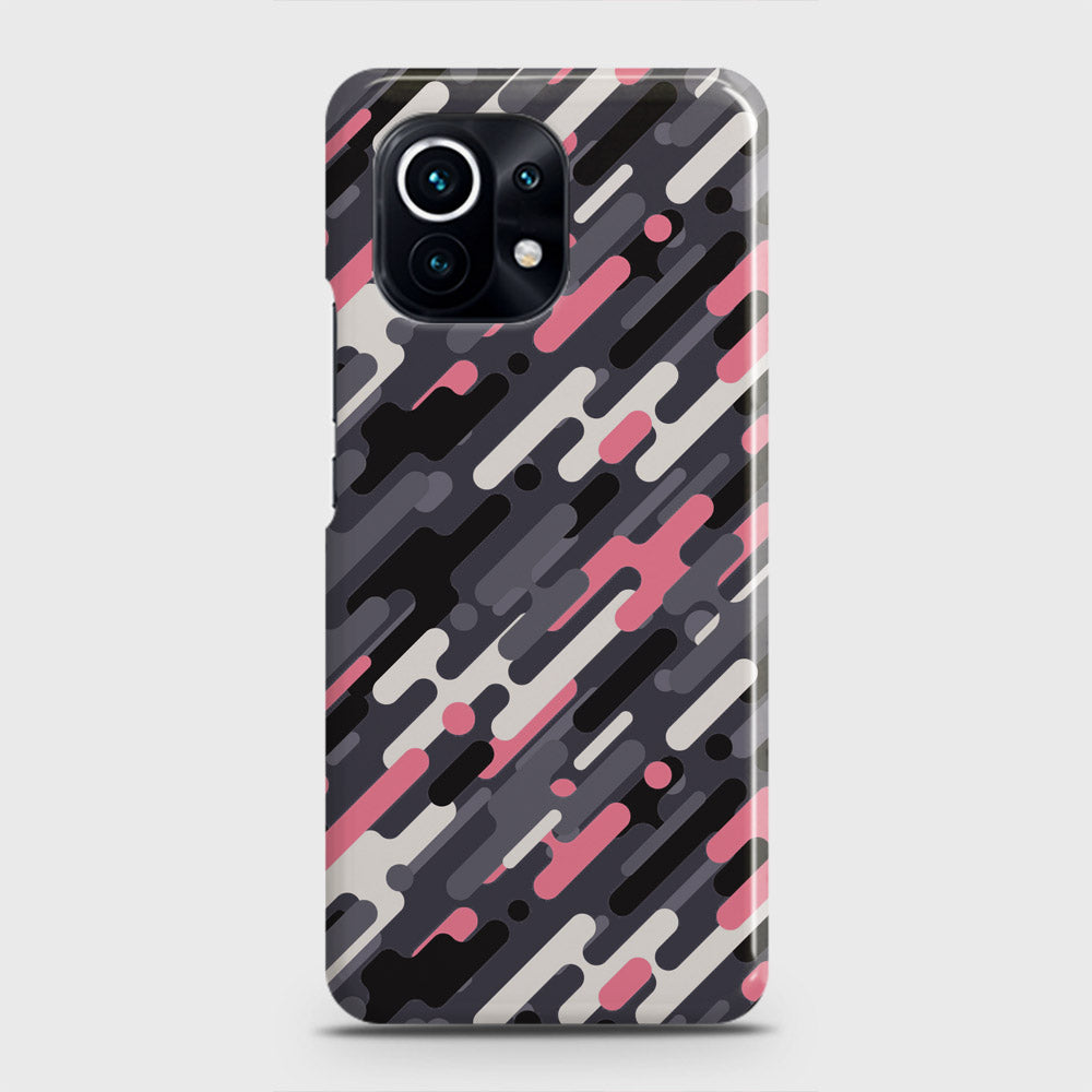 Xiaomi Mi 11 Lite Cover - Camo Series 3 - Pink & Grey Design - Matte Finish - Snap On Hard Case with LifeTime Colors Guarantee