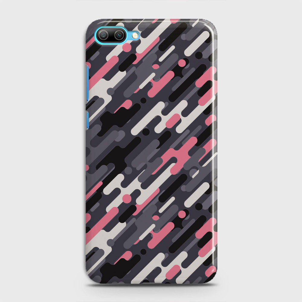 Huawei Honor 10 Lite Cover - Camo Series 3 - Pink & Grey Design - Matte Finish - Snap On Hard Case with LifeTime Colors Guarantee