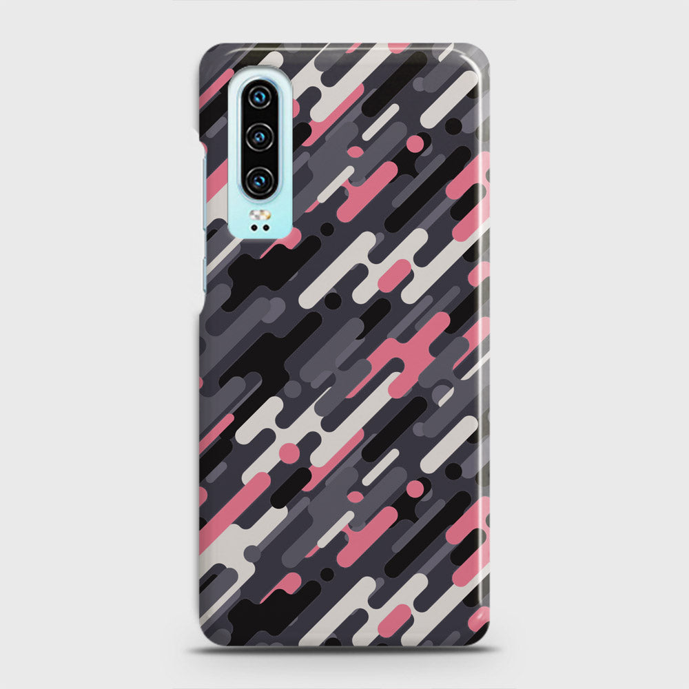 Huawei P30 Cover - Camo Series 3 - Pink & Grey Design - Matte Finish - Snap On Hard Case with LifeTime Colors Guarantee