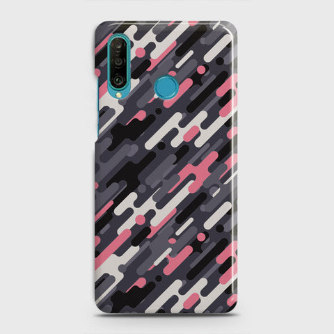 Huawei P30 lite Cover - Camo Series 3 - Pink & Grey Design - Matte Finish - Snap On Hard Case with LifeTime Colors Guarantee