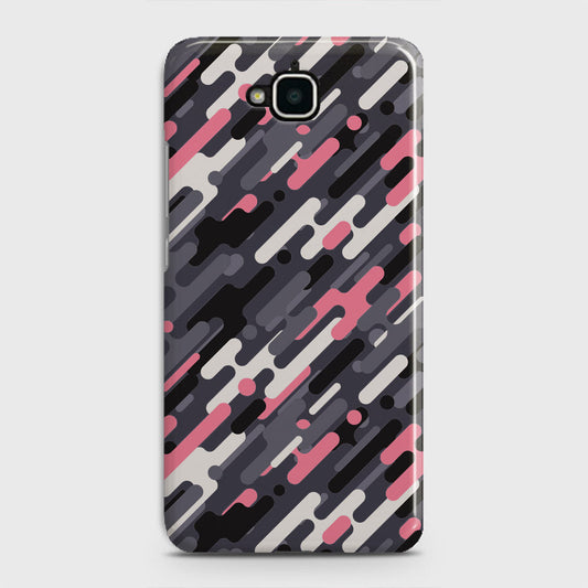 Huawei Y6 Pro 2015 Cover - Camo Series 3 - Pink & Grey Design - Matte Finish - Snap On Hard Case with LifeTime Colors Guarantee