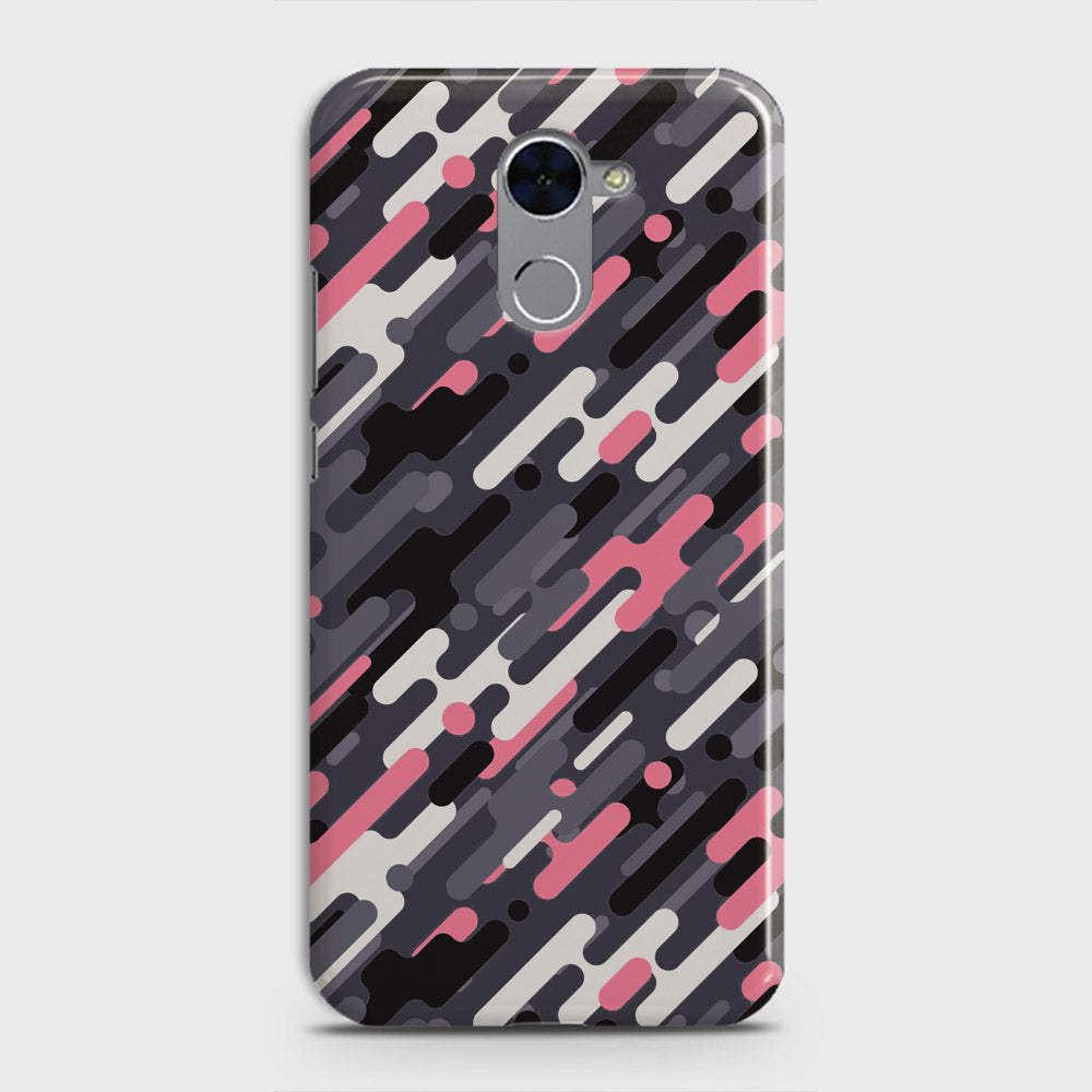 Huawei Y7 Prime  Cover - Camo Series 3 - Pink & Grey Design - Matte Finish - Snap On Hard Case with LifeTime Colors Guarantee