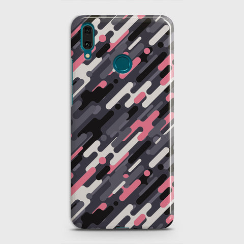 Huawei Y9 2019 Cover - Camo Series 3 - Pink & Grey Design - Matte Finish - Snap On Hard Case with LifeTime Colors Guarantee