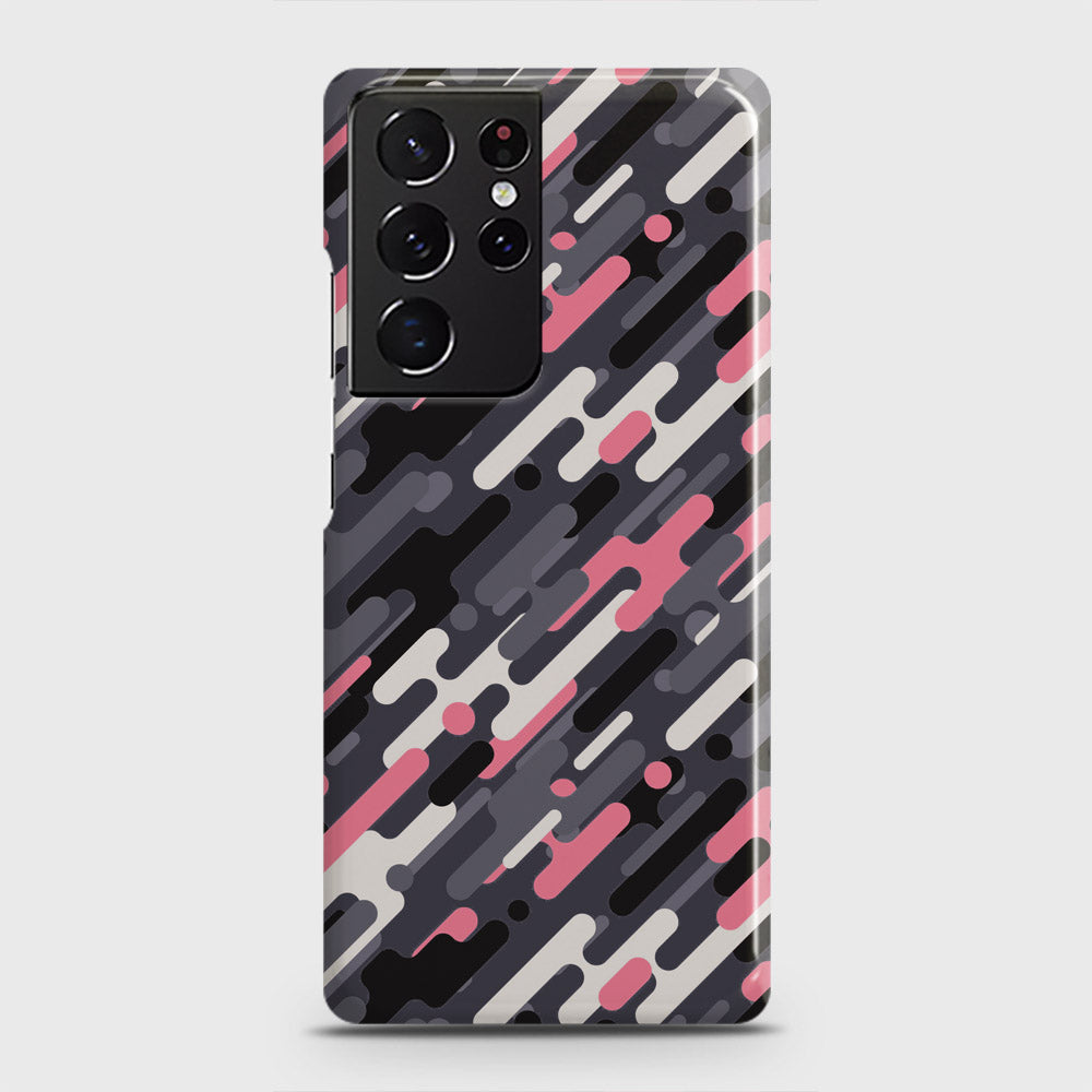 Samsung Galaxy S21 Ultra 5G Cover - Camo Series 3 - Pink & Grey Design - Matte Finish - Snap On Hard Case with LifeTime Colors Guarantee