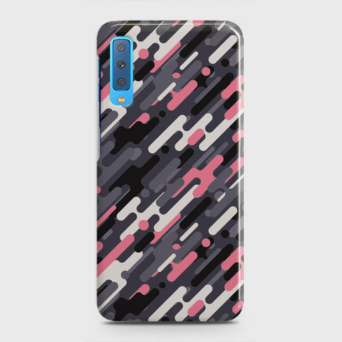 Samsung Galaxy A7 2018 Cover - Camo Series 3 - Pink & Grey Design - Matte Finish - Snap On Hard Case with LifeTime Colors Guarantee