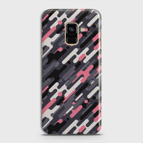 Samsung Galaxy A8 2018 Cover - Camo Series 3 - Pink & Grey Design - Matte Finish - Snap On Hard Case with LifeTime Colors Guarantee