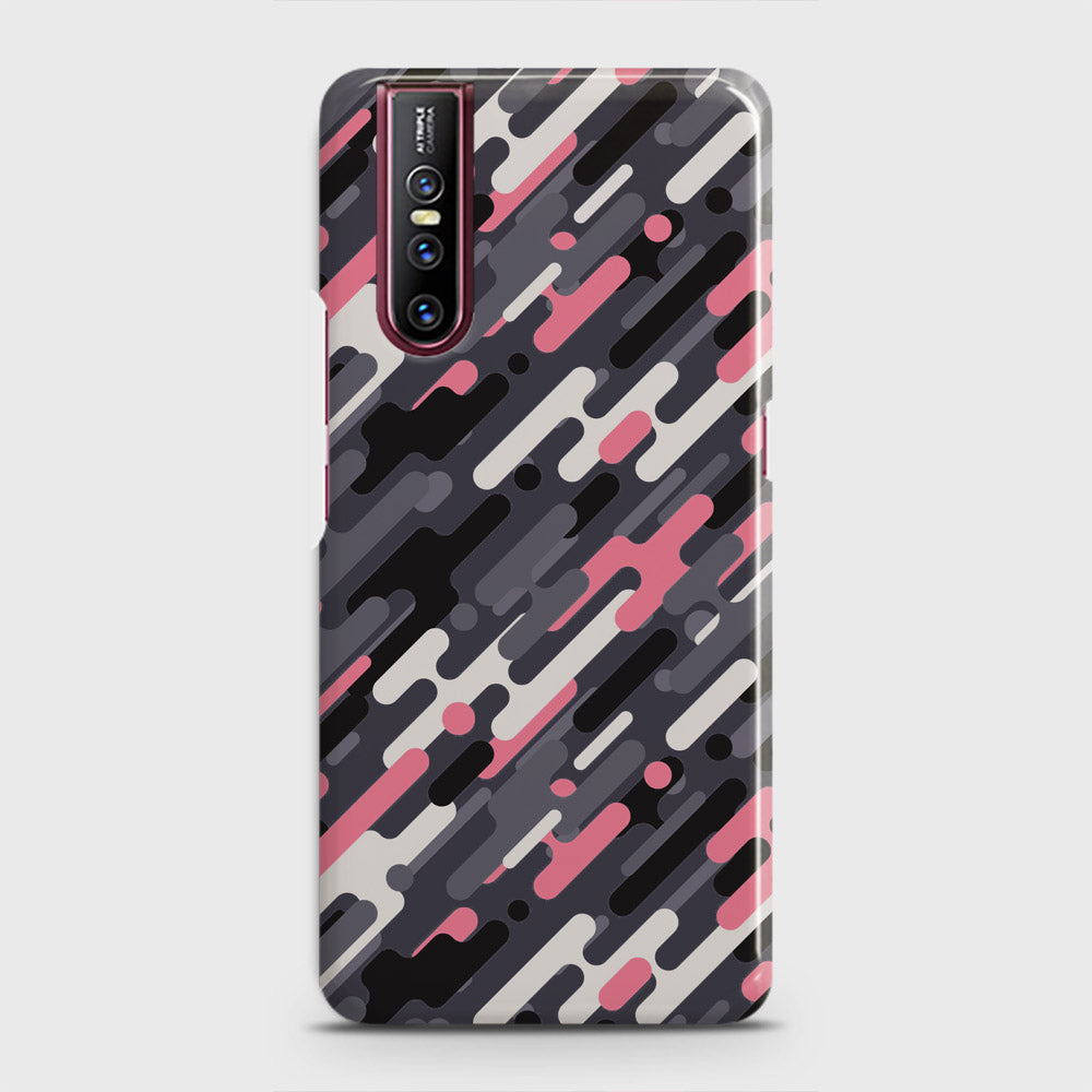 Vivo V15 Pro Cover - Camo Series 3 - Pink & Grey Design - Matte Finish - Snap On Hard Case with LifeTime Colors Guarantee