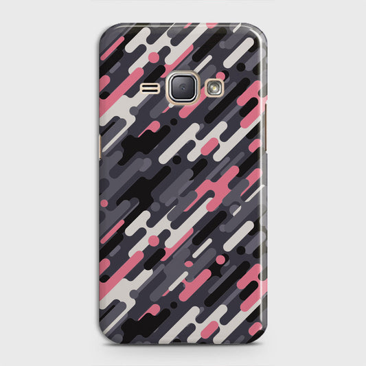 Samsung Galaxy J1 2016 / J120 Cover - Camo Series 3 - Pink & Grey Design - Matte Finish - Snap On Hard Case with LifeTime Colors Guarantee
