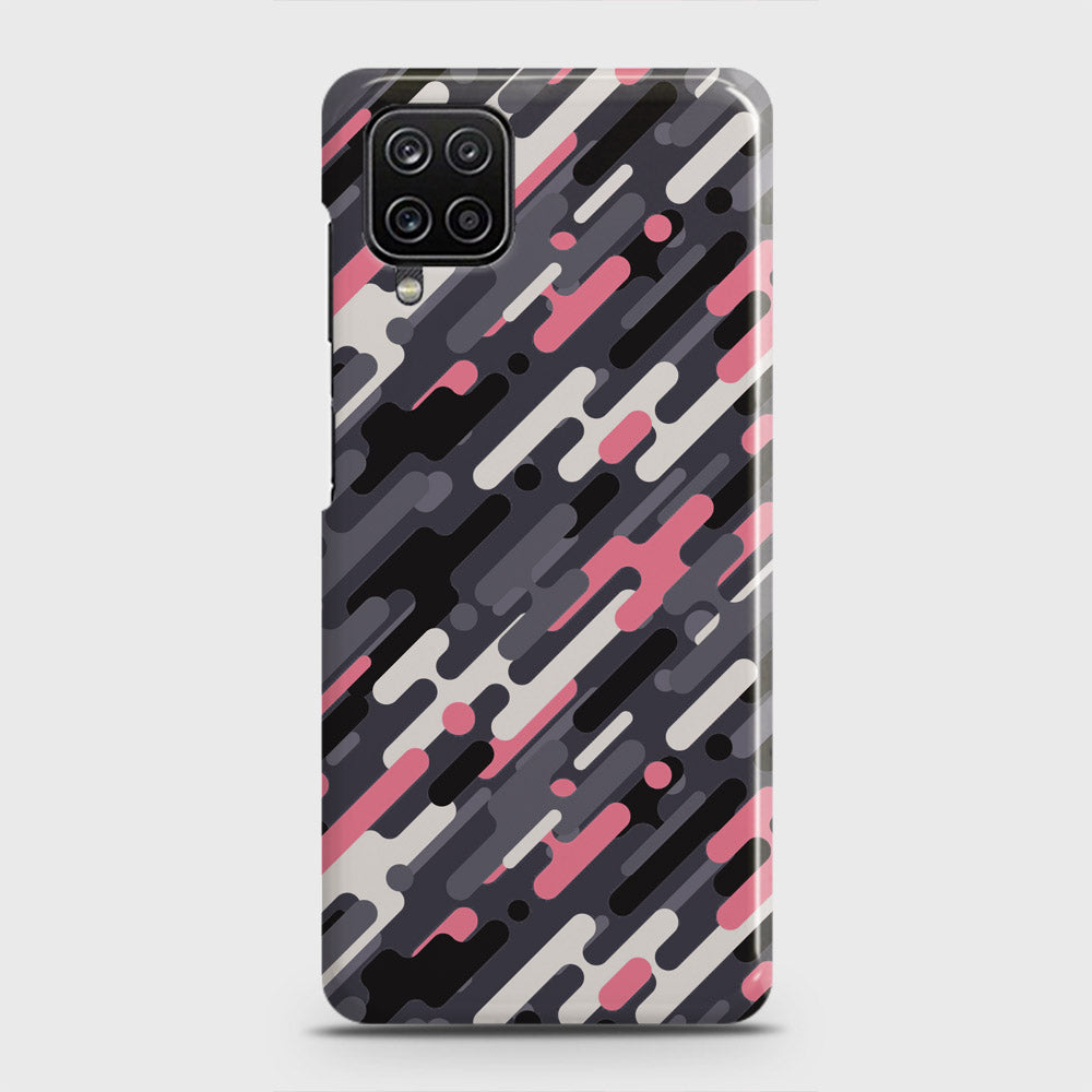 Samsung Galaxy A12 Cover - Camo Series 3 - Pink & Grey Design - Matte Finish - Snap On Hard Case with LifeTime Colors Guarantee
