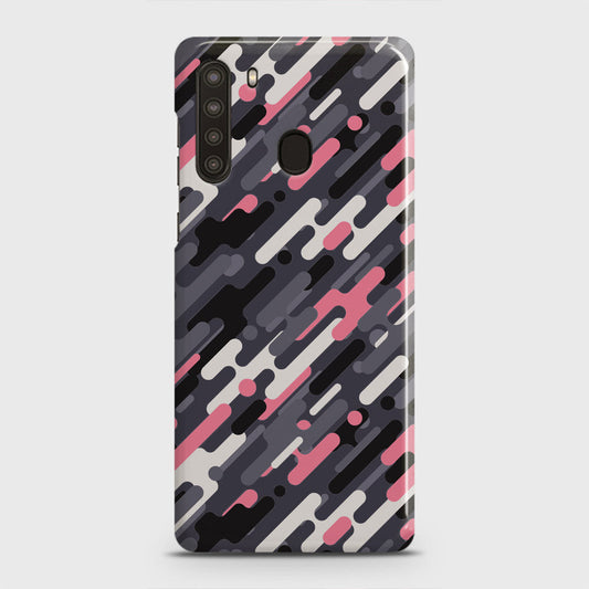 Samsung Galaxy A21 Cover - Camo Series 3 - Pink & Grey Design - Matte Finish - Snap On Hard Case with LifeTime Colors Guarantee