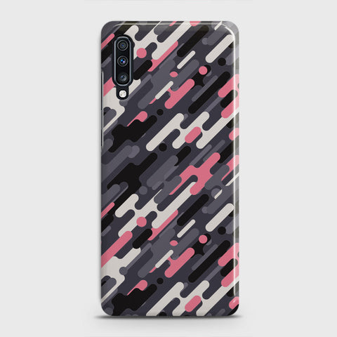 Samsung Galaxy A70 Cover - Camo Series 3 - Pink & Grey Design - Matte Finish - Snap On Hard Case with LifeTime Colors Guarantee
