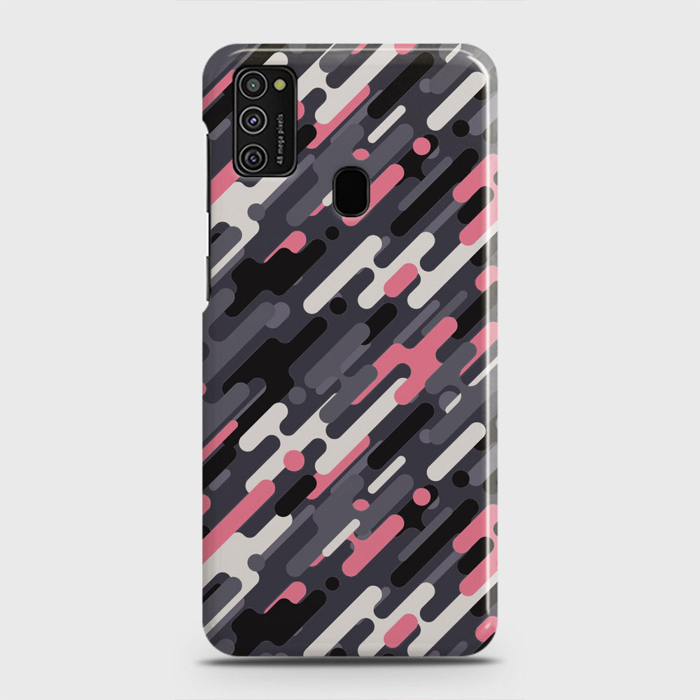 Samsung Galaxy M21 Cover - Camo Series 3 - Pink & Grey Design - Matte Finish - Snap On Hard Case with LifeTime Colors Guarantee
