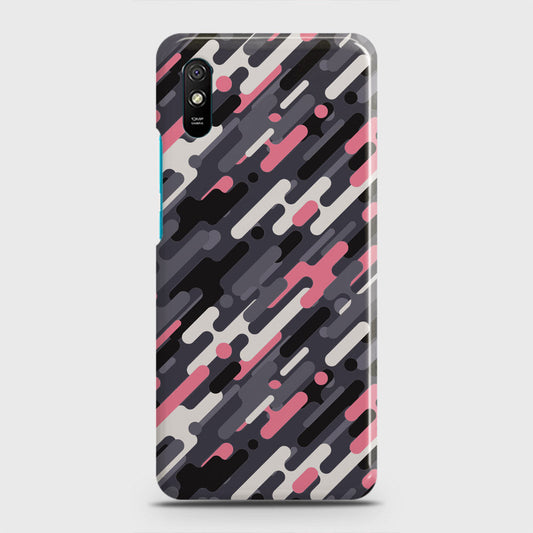 Xiaomi Redmi 9A Cover - Camo Series 3 - Pink & Grey Design - Matte Finish - Snap On Hard Case with LifeTime Colors Guarantee