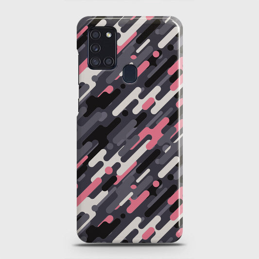 Samsung Galaxy A21s Cover - Camo Series 3 - Pink & Grey Design - Matte Finish - Snap On Hard Case with LifeTime Colors Guarantee