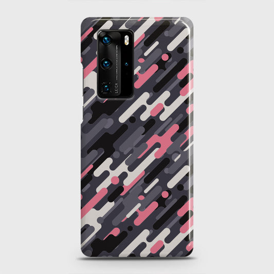 Huawei P40 Pro Cover - Camo Series 3 - Pink & Grey Design - Matte Finish - Snap On Hard Case with LifeTime Colors Guarantee
