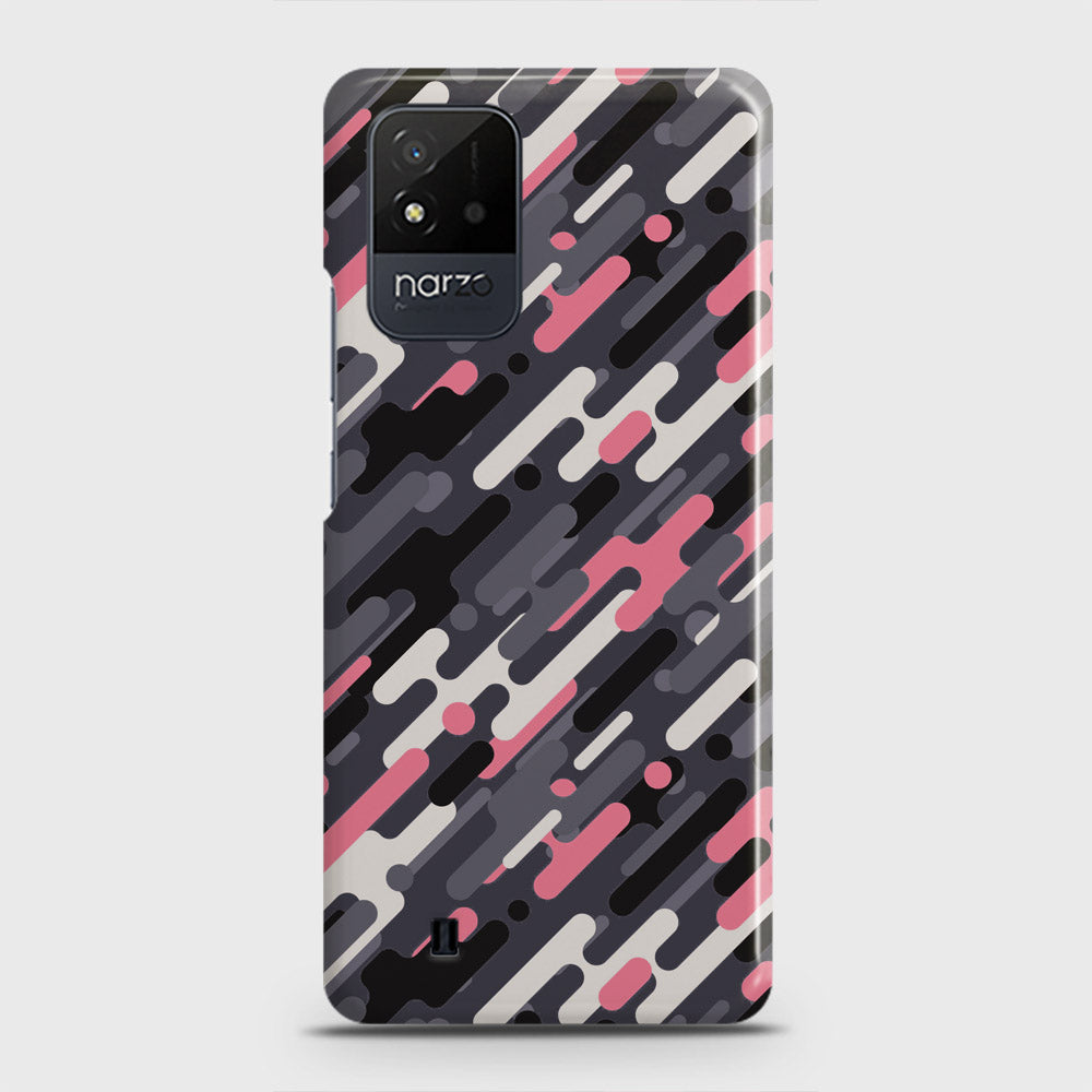 Realme Narzo 50i Cover - Camo Series 3 - Pink & Grey Design - Matte Finish - Snap On Hard Case with LifeTime Colors Guarantee