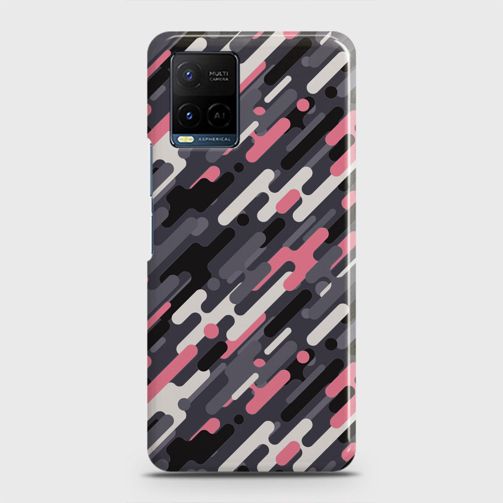 Vivo Y21e Cover - Camo Series 3 - Pink & Grey Design - Matte Finish - Snap On Hard Case with LifeTime Colors Guarantee
