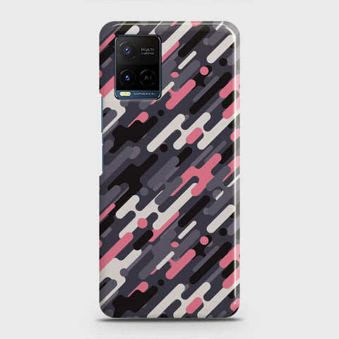 Vivo Y21G Cover - Camo Series 3 - Pink & Grey Design - Matte Finish - Snap On Hard Case with LifeTime Colors Guarantee