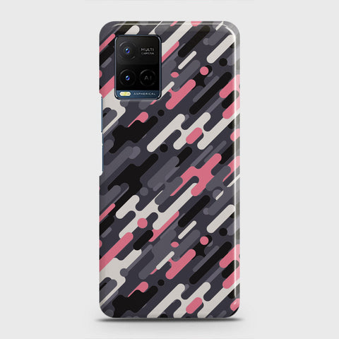 Vivo Y21 Cover - Camo Series 3 - Pink & Grey Design - Matte Finish - Snap On Hard Case with LifeTime Colors Guarantee