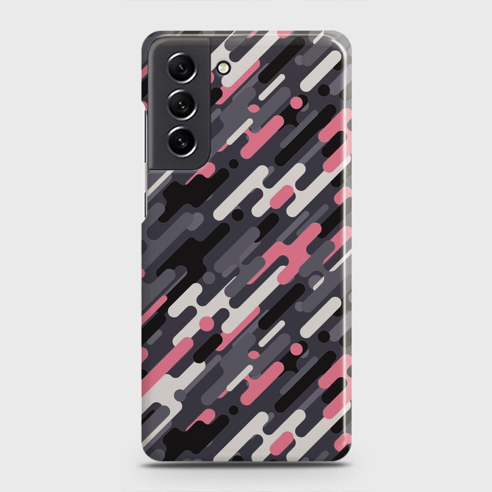 Samsung Galaxy S21 FE 5G Cover - Camo Series 3 - Pink & Grey Design - Matte Finish - Snap On Hard Case with LifeTime Colors Guarantee