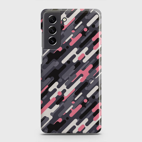 Samsung Galaxy S21 FE 5G Cover - Camo Series 3 - Pink & Grey Design - Matte Finish - Snap On Hard Case with LifeTime Colors Guarantee